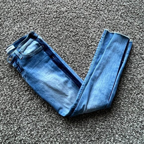 Flying Monkey Mid Rise Tuxedo Side Slit Skinny Crop Jeans - Picture 1 of 7